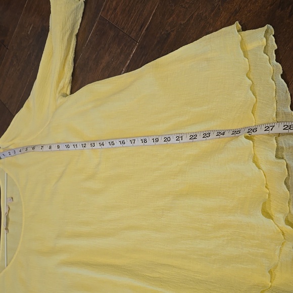 🔥Soft Surroundings Yellow Siesta Key 3/4 Sleeve Top - Picture 6 of 9